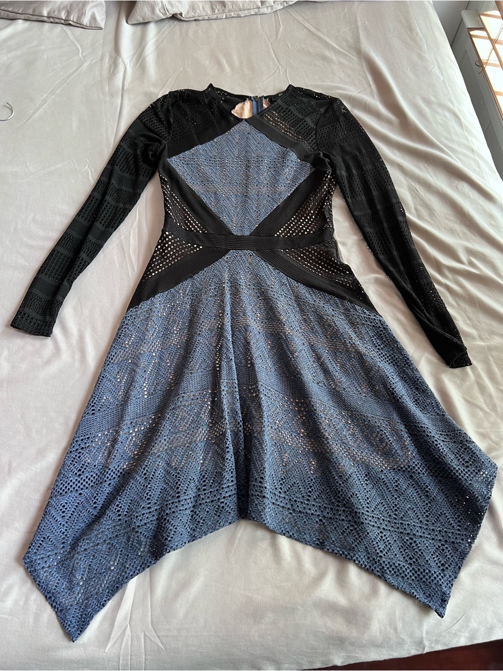 BCBGMAXAZRIA Mesh & Lace Prism Dress